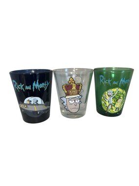Rick And Morty Set Of 3 Collectible Shot Glasses  Adult Swim 2018 Cartoon Ntwk